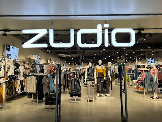 Apparel display area inside a franchise-style retail outlet